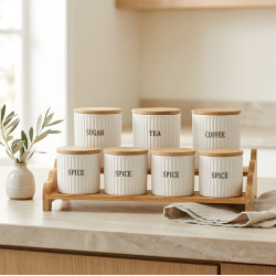 Porcelain Spice Jar Set - 7 Pcs
